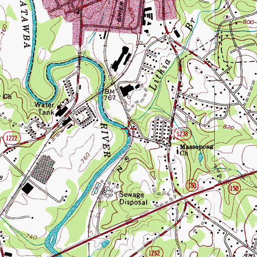 Topographic Map of Lithia Branch, NC