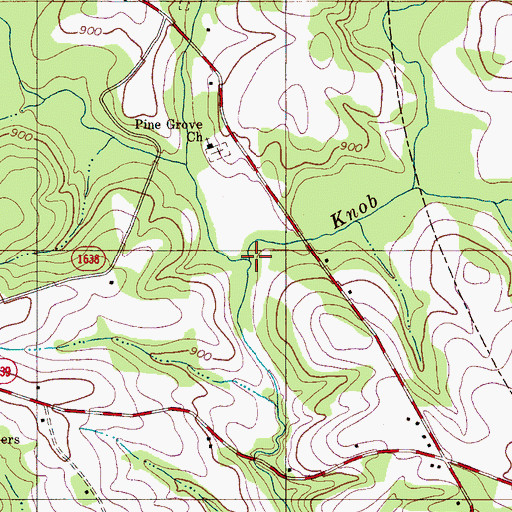 Topographic Map of Little Knob Creek, NC