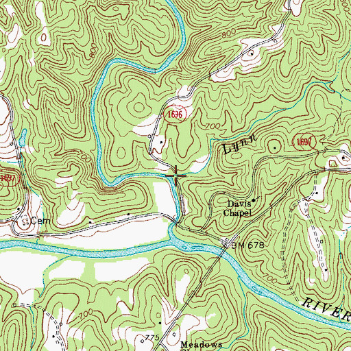Topographic Map of Lynn Branch, NC
