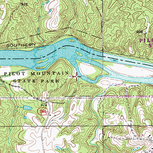 Topographic Map of Pilot Mountain State Park, NC