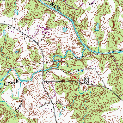 Topographic Map of Rock Creek, NC