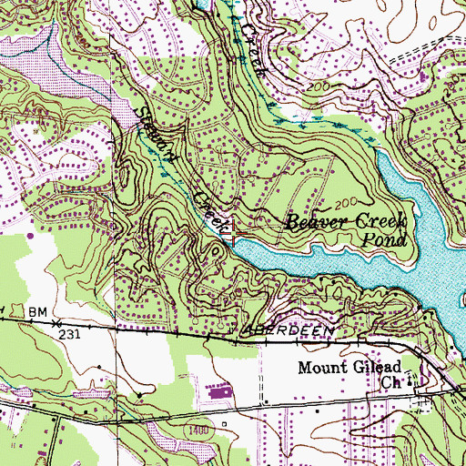 Topographic Map of Stewart Creek, NC