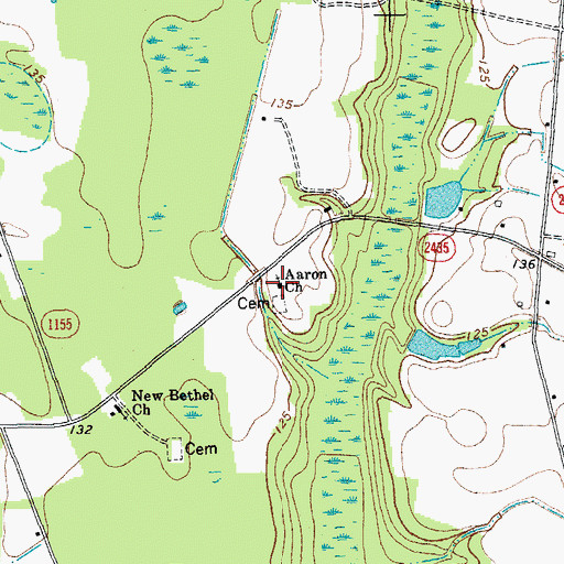 Topographic Map of Aaron Church, NC