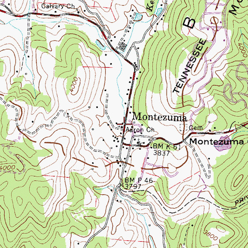 Topographic Map of Aaron Church, NC