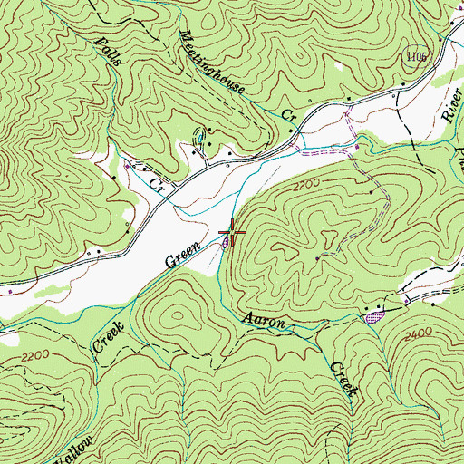 Topographic Map of Aaron Creek, NC