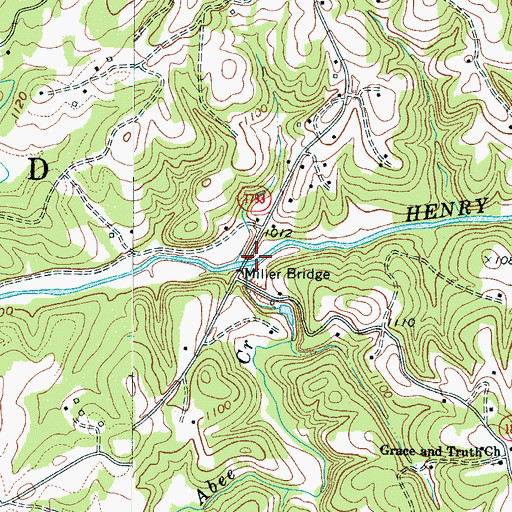 Topographic Map of Abee Creek, NC