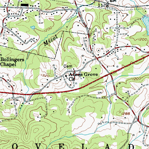Topographic Map of Abees Grove Church, NC
