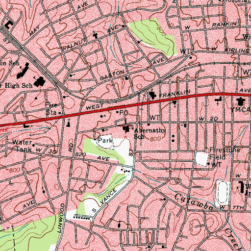 Topographic Map of Abernathy School, NC