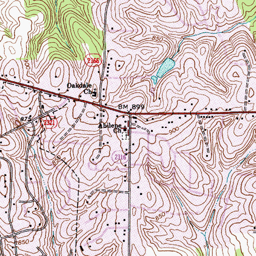 Topographic Map of Abilene Church, NC