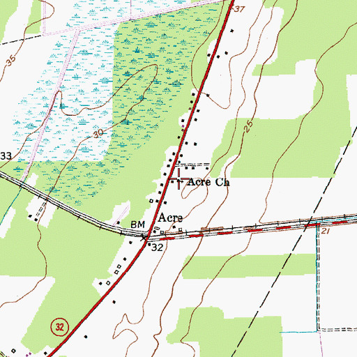 Topographic Map of Acre Church, NC