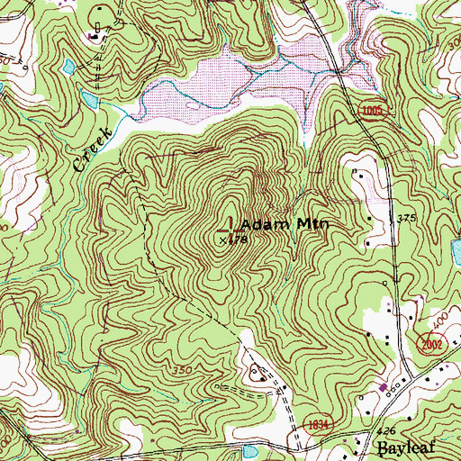 Topographic Map of Adam Mountain, NC