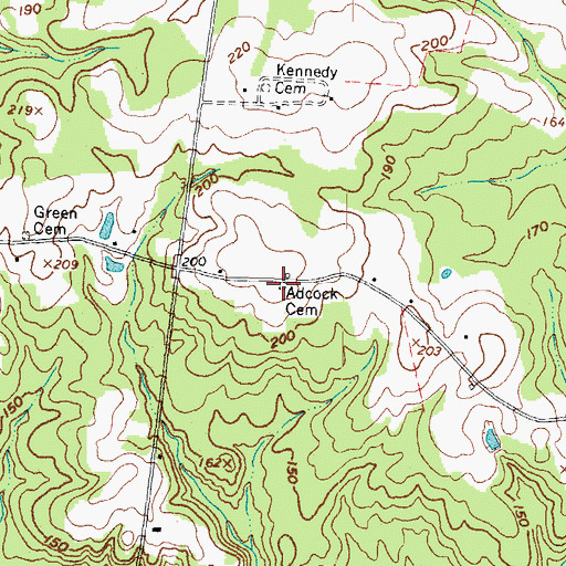 Topographic Map of Adcock Cemetery, NC