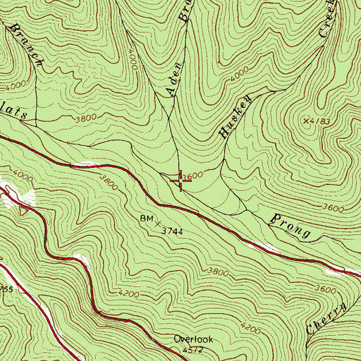Topographic Map of Aden Branch, NC