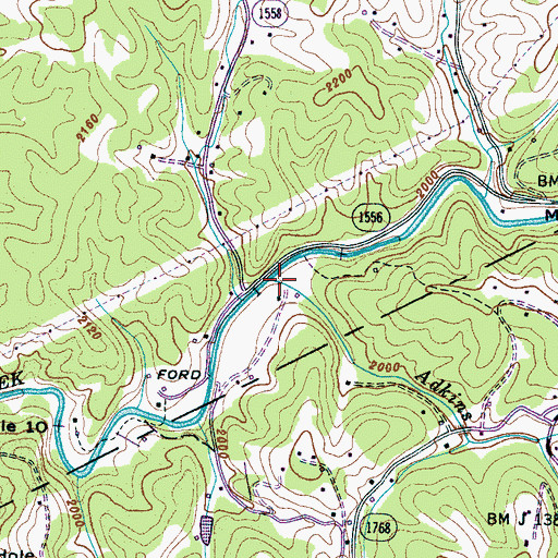 Topographic Map of Adkins Branch, NC