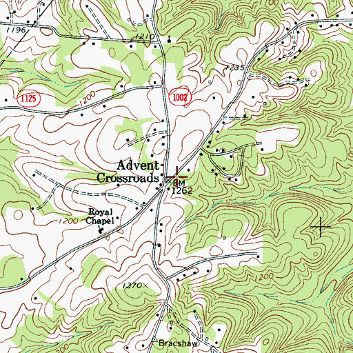 Topographic Map of Advent Crossroads, NC