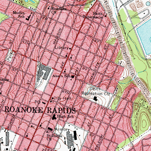 Topographic Map of Akers School, NC