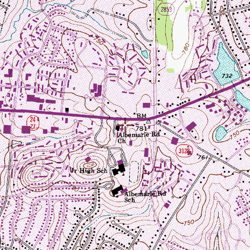 Topographic Map of Albemarle Road Church, NC