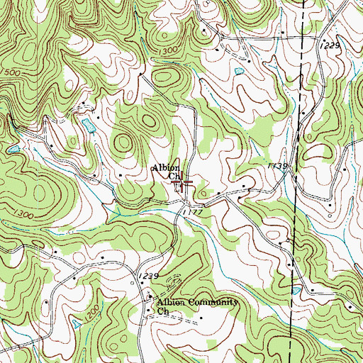 Topographic Map of Albion Primitive Baptist Church, NC