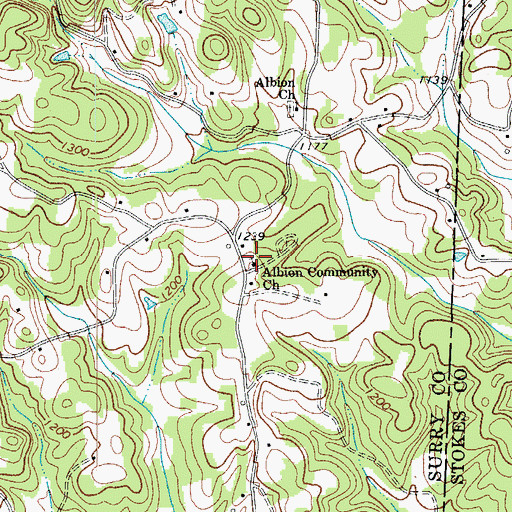 Topographic Map of Albion Community Church, NC