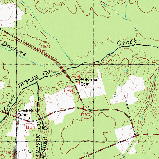 Topographic Map of Alderman Cemetery, NC