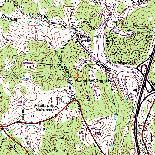 Topographic Map of Alexander Chapel, NC