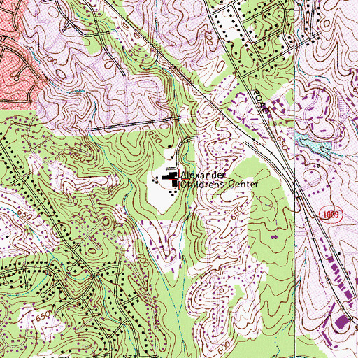 Topographic Map of Alexander Childrens Center, NC