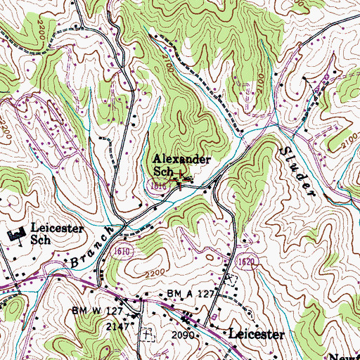 Topographic Map of Alexander School, NC