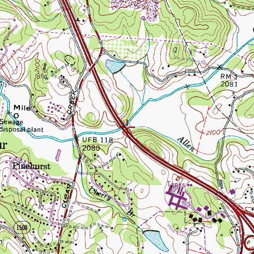 Topographic Map of Allen Branch, NC