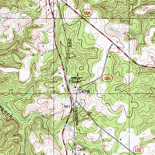 Topographic Map of Allen Chapel, NC