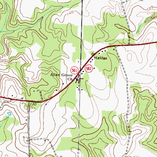 Topographic Map of Allen Grove Church, NC