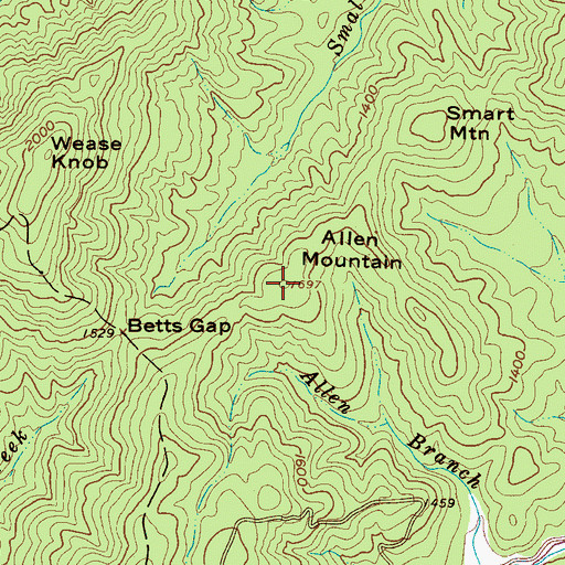 Topographic Map of Allen Mountain, NC