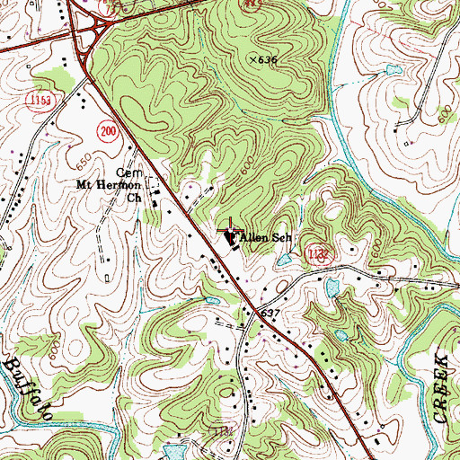 Topographic Map of Allen School, NC