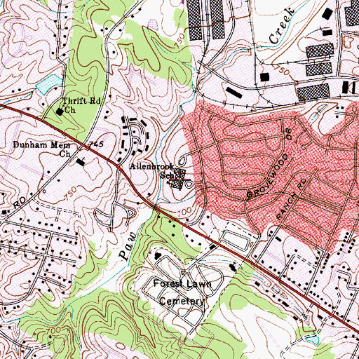 Topographic Map of Allenbrook Elementary School, NC
