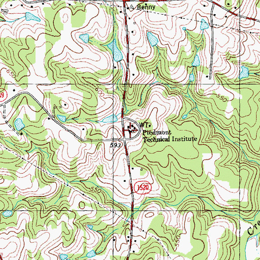 Topographic Map of Allensville High School (historical), NC