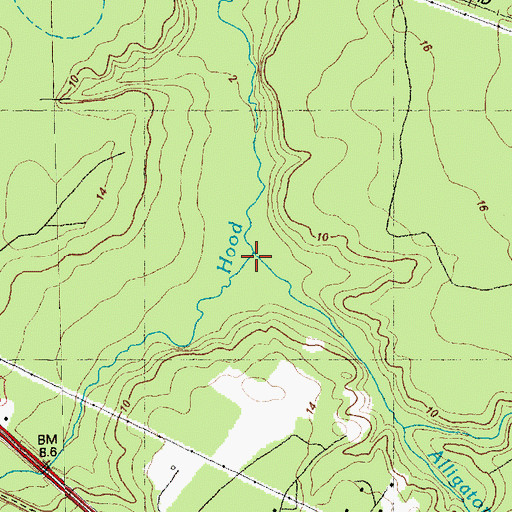 Topographic Map of Alligator Branch, NC