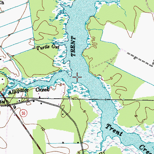 Topographic Map of Alligator Creek, NC