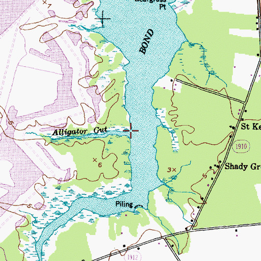 Topographic Map of Alligator Gut, NC