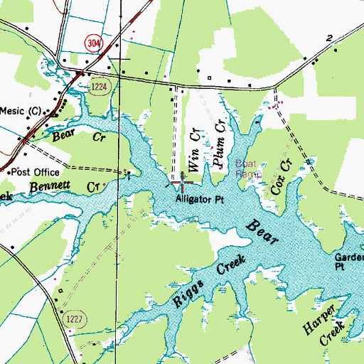 Topographic Map of Alligator Point, NC