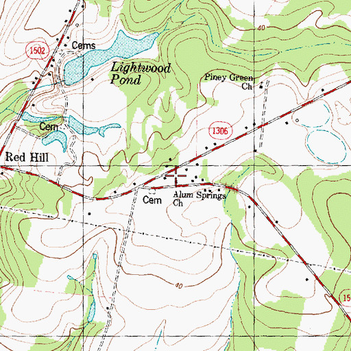 Topographic Map of Alum Springs Church, NC