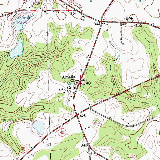 Topographic Map of Amelia Church, NC