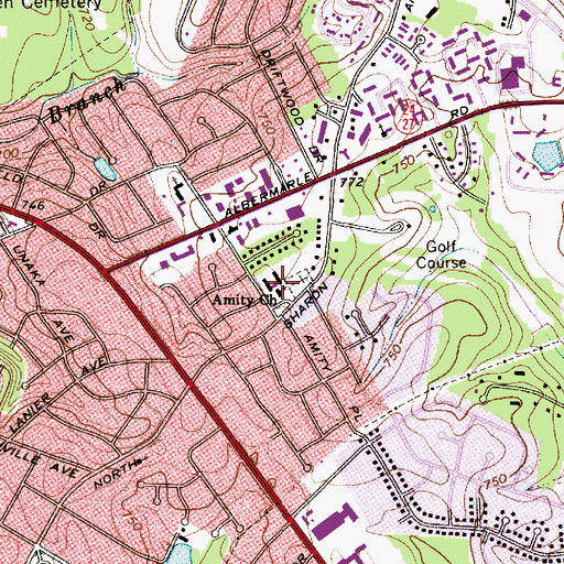 Topographic Map of Amity Church, NC