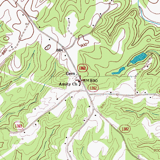Topographic Map of Amity Church, NC