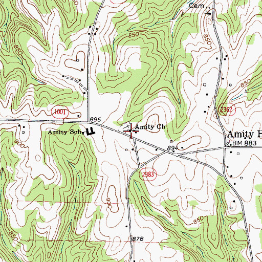 Topographic Map of Amity Church, NC