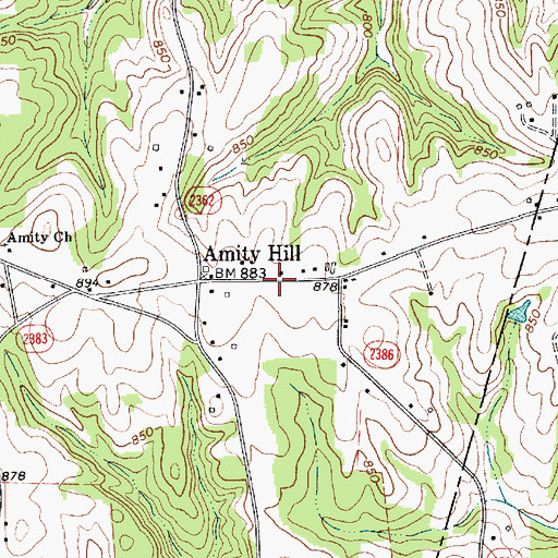 Topographic Map of Amity Hill, NC