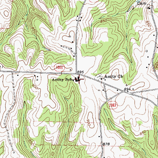 Topographic Map of Amity School, NC