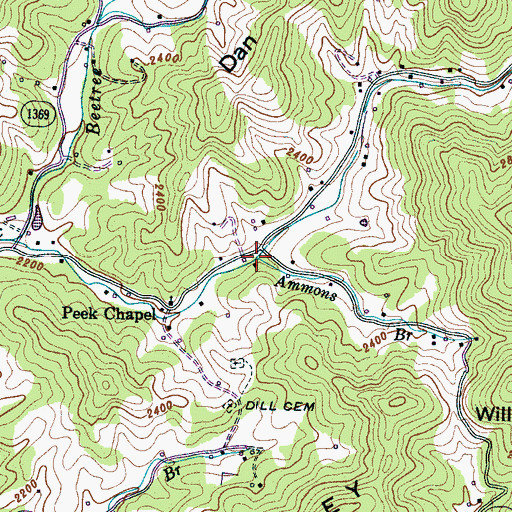 Topographic Map of Ammons Branch, NC