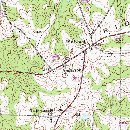 Topographic Map of Anderson Church, NC
