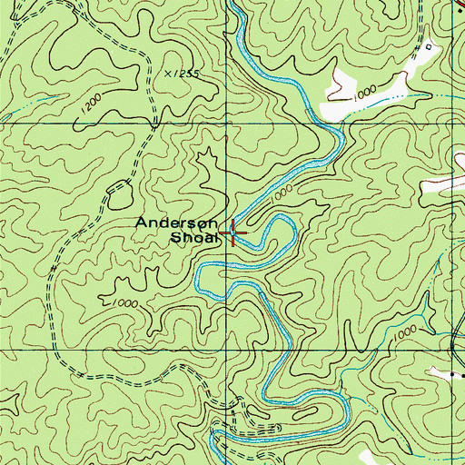 Topographic Map of Anderson Shoal, NC