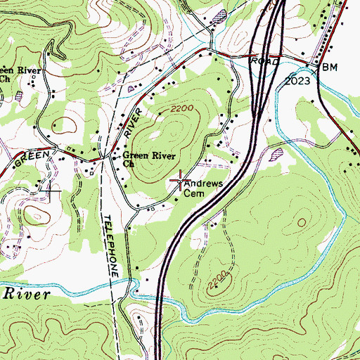 Topographic Map of Andrews Cemetery, NC