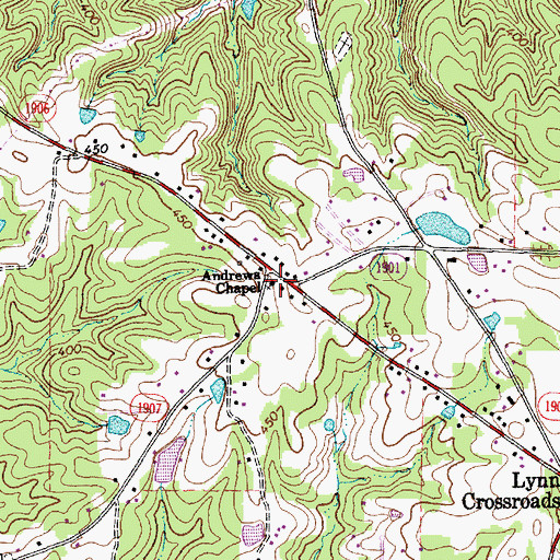 Topographic Map of Andrews Chapel, NC